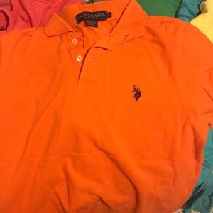 orange polo shirt